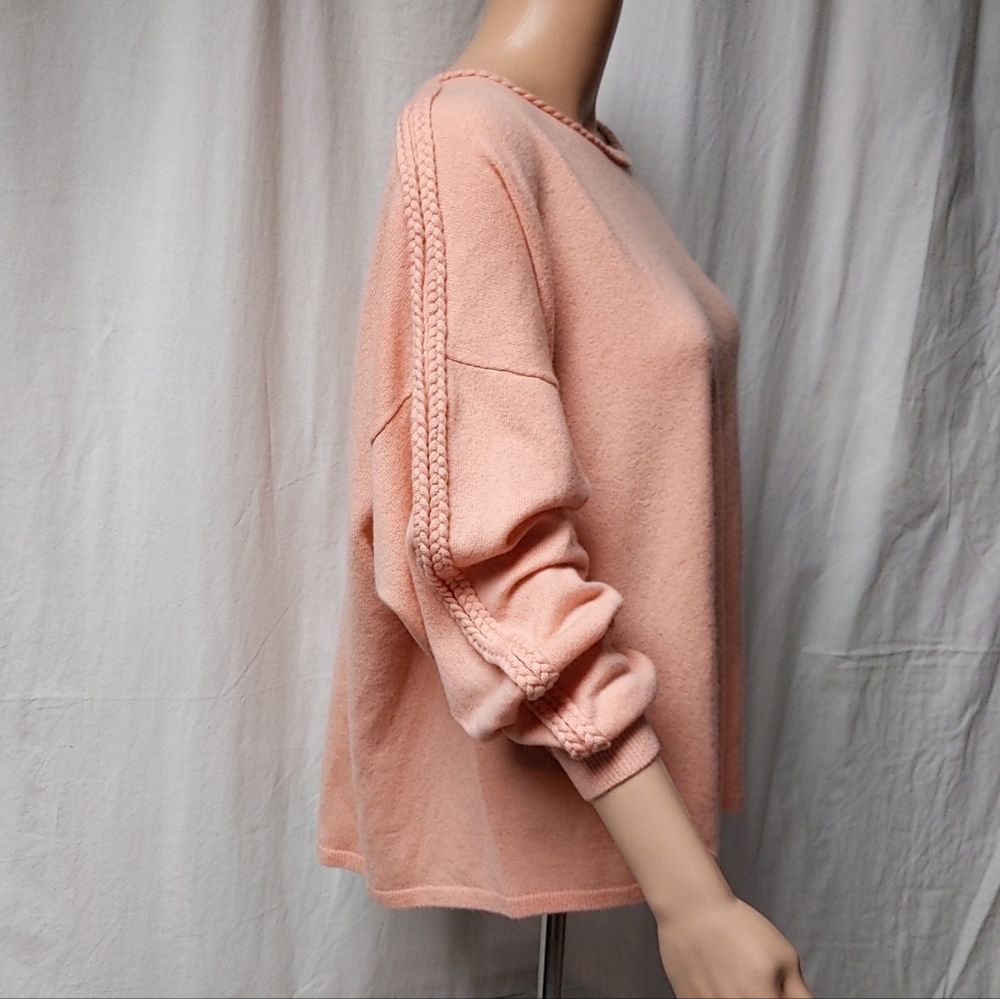 NWT 100% Cashmere / Garnet Hill Oversized Peach Sweatshirt / Sweater / Large